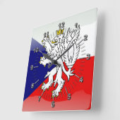 Tsjechische glanzende vlag vierkante klok (Hoek)