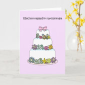 Tsjechische Happy Birthday Stijlvolle taart Kaart (Gele Bloem)