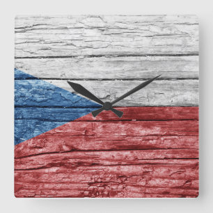 Tsjechische houten vlag vierkante klok