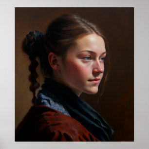 Tsjechische jonge vrouw Portrait Oil Painting Poster