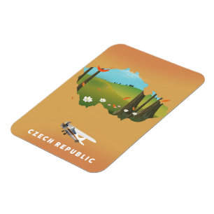 Tsjechische kaart Afdrukbeeld poster. Magneet