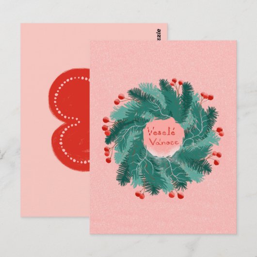 Tsjechische kerstkrans Briefkaart (Voorkant / Achterkant)