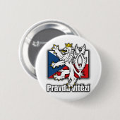 Tsjechische lionenjas vlag ronde button 5,7 cm (Voorkant /achterkant)