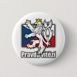 Tsjechische lionenjas vlag ronde button 5,7 cm
