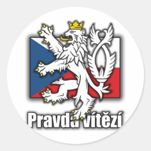 Tsjechische lionenjas vlag ronde sticker