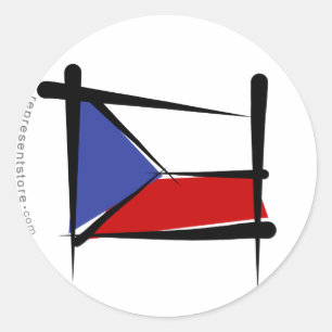 Tsjechische Republiek Borstel Vlag Ronde Sticker