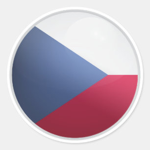 Tsjechische Republiek Glossy Circle Flag Ronde Sticker