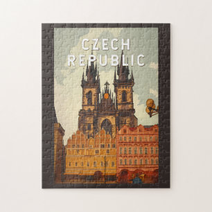 Tsjechische Republiek Illustratie Reis Kunst Vinta Legpuzzel