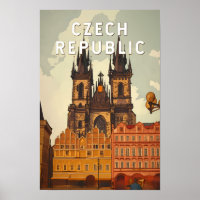 Tsjechische Republiek Illustratie Reis Kunst Vinta