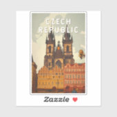 Tsjechische Republiek Illustratie Reis Kunst Vinta Sticker (Vel)