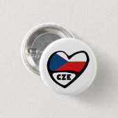 Tsjechische Republiek Landcode Vlag Hart Pin Badge Ronde Button 3,2 Cm (Voorkant /achterkant)