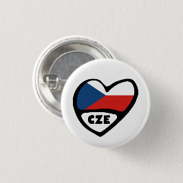 Tsjechische Republiek Landcode Vlag Hart Pin Badge Ronde Button 3,2 Cm