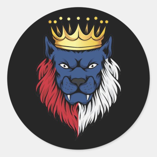 Tsjechische Republiek Lion King vlag Ronde Sticker (Voorkant)