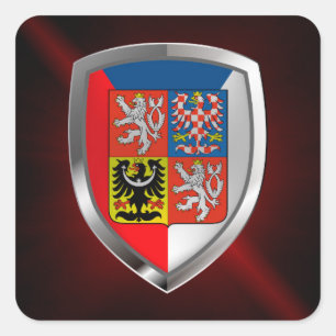 Tsjechische Republiek Metallic Emblem Vierkante Sticker