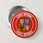 Tsjechische Republiek Ronde Emblem Button 7,6 Cm (Voorkant /achterkant)