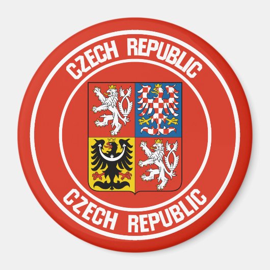 Tsjechische Republiek Ronde Emblem Magneet (Voorkant)