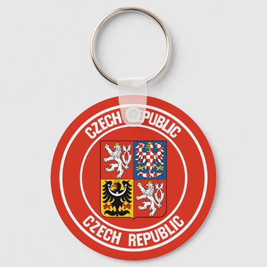 Tsjechische Republiek Ronde Emblem Sleutelhanger (Voorkant)