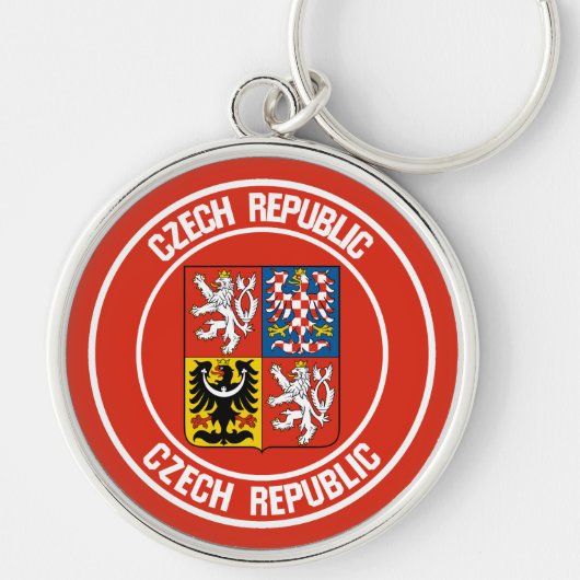 Tsjechische Republiek Ronde Emblem Sleutelhanger (Voorkant)