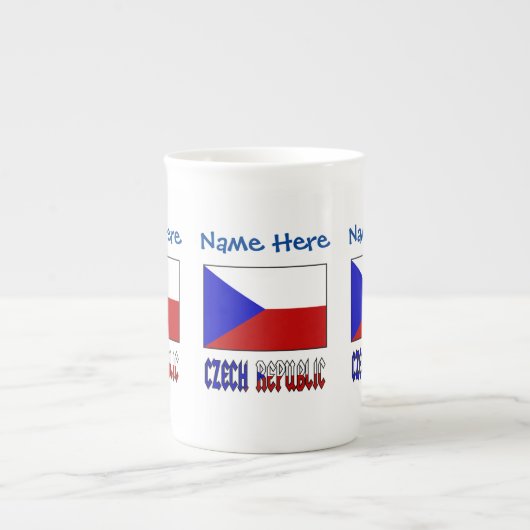 Tsjechische Republiek Tsjechië Blauwe Vlag Persona Porselein Kop (Voorkant)