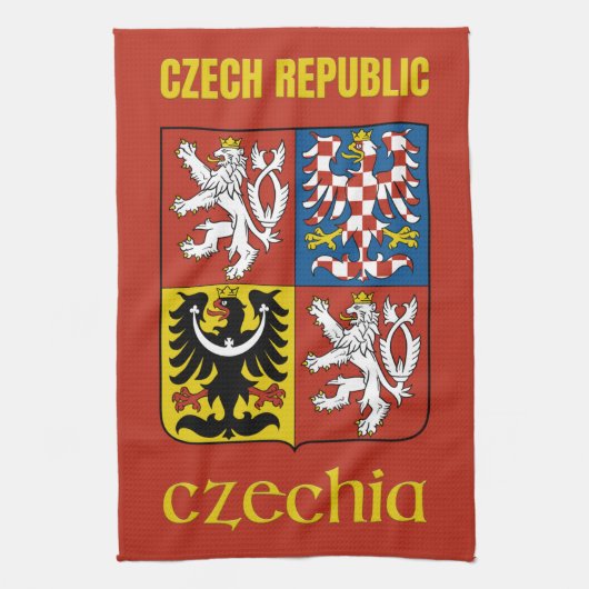 Tsjechische Republiek/Tsjechisch wapenschild Theedoek (Verticaal)