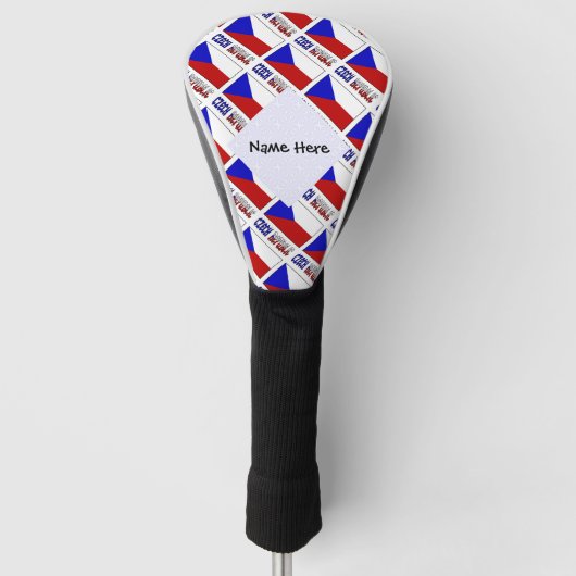 Tsjechische Republiek Tsjechische vlag betegeld zw Golfheadcover (Voorkant)