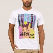 Tsjechische Republiek Vintage herten Reisposter T-shirt (Voorkant)