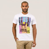 Tsjechische Republiek Vintage herten Reisposter T-shirt (Voorkant volledig)