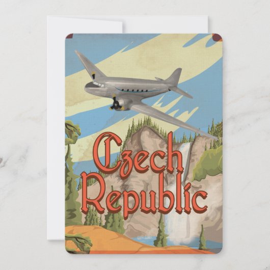 Tsjechische Republiek Vintage Reisposter Kaart (Voorkant)
