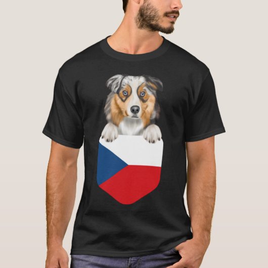 Tsjechische Republiek Vlag Australische Herder Hon T-shirt (Voorkant)