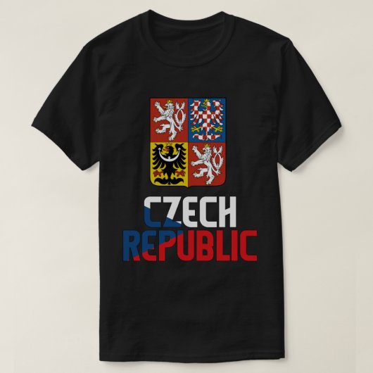 Tsjechische Republiek vlag en wapenschild T-shirt (Design voorkant)