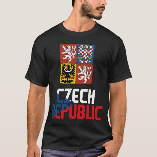 Tsjechische Republiek vlag en wapenschild T-shirt (Voorkant)
