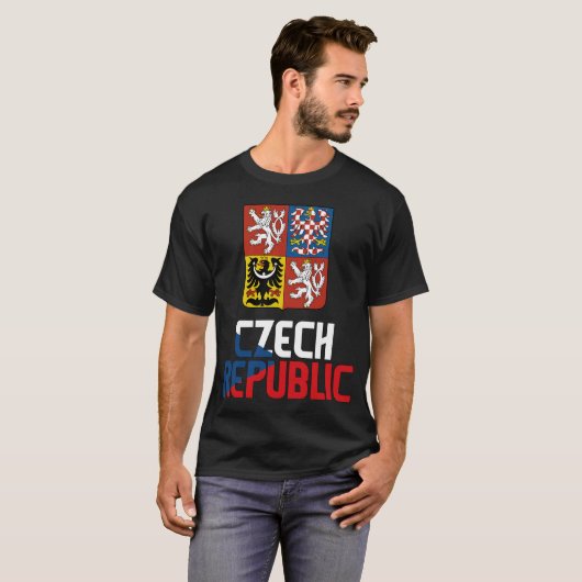 Tsjechische Republiek vlag en wapenschild T-shirt (Voorkant volledig)