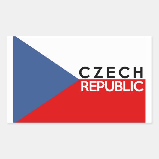 tsjechische republiek vlag land tekst naam rechthoekige sticker (Voorkant)
