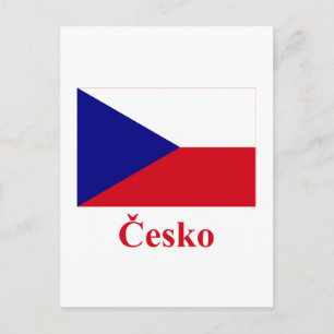 Tsjechische Republiek Vlag met naam in Tsjechië Briefkaart