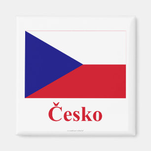 Tsjechische Republiek Vlag met naam in Tsjechië Magneet