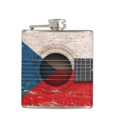 Tsjechische Republiek vlag op oude akoestische git Heupfles (Voorkant)