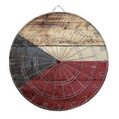 Tsjechische Republiek Vlag op oude houten korrels Dartbord (Voorkant)