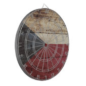 Tsjechische Republiek Vlag op oude houten korrels Dartbord (Voorkant Links)