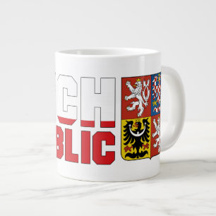 Tsjechische Republiek Vlag Tekst & Emblem Grote Koffiekop
