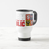 Tsjechische Republiek Vlag Tekst & Emblem Reisbeker (Voorkant rechts)