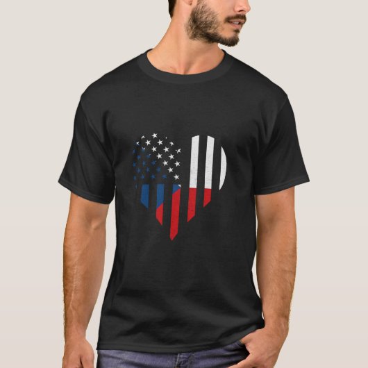 Tsjechische Republiek Vlag VS Hart Ceska Tsjechisc T-shirt (Voorkant)