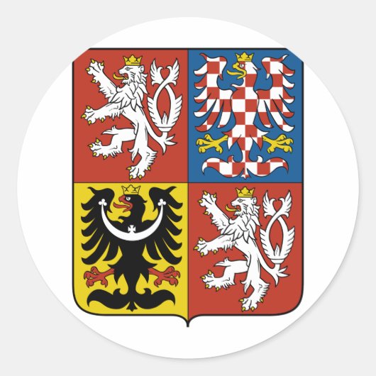 Tsjechische Republiek Wapenschild CZ Ronde Sticker (Voorkant)