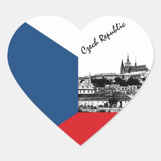 Tsjechische Sticker, Hart, Praag, Tsjechische vlag Hart Sticker (Voorkant)