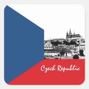 Tsjechische sticker, Praag, patriottisch, Tsjechis Vierkante Sticker