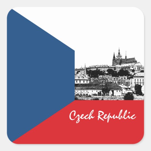Tsjechische sticker, Praag, patriottisch, Tsjechis Vierkante Sticker (Voorkant)