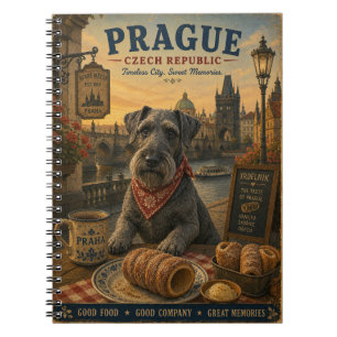 Tsjechische Terrier in Praag Vintage Reis Kunst Notitieboek