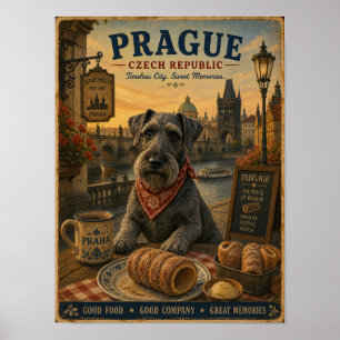Tsjechische Terrier in Praag Vintage Reisposter Poster