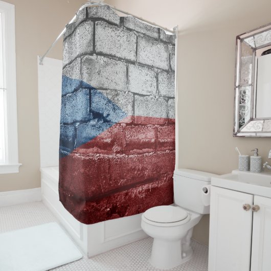 Tsjechische vlag douchegordijn (In situ)