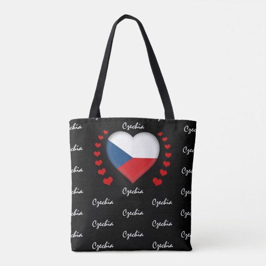 Tsjechische vlag en hart, Tsjechisch vlaggegebied  Tote Bag (Achterkant)