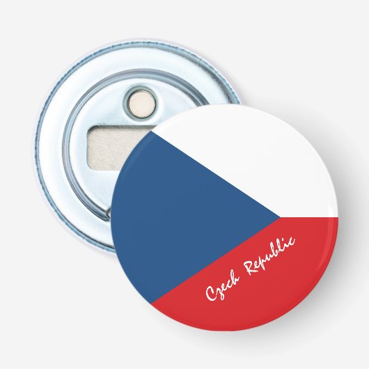 Tsjechische vlag en Tsjechische drink Button Flesopener (Voorkant)